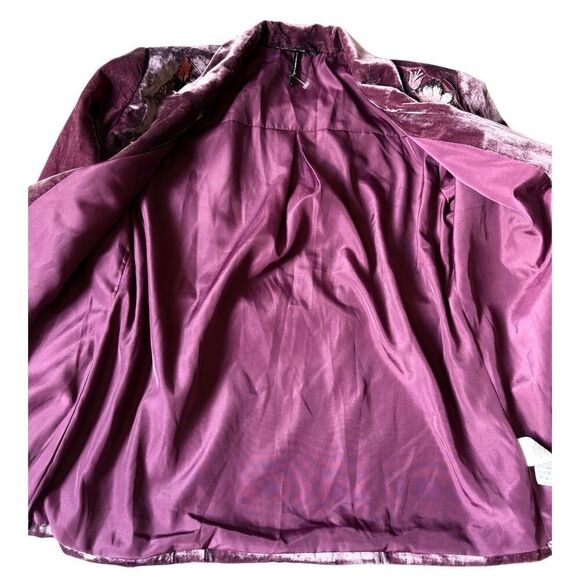 Free People Perfectly Illusion Velvet Jacket size 6 Embroidered Belted Floral Bu - Picture 11 of 15